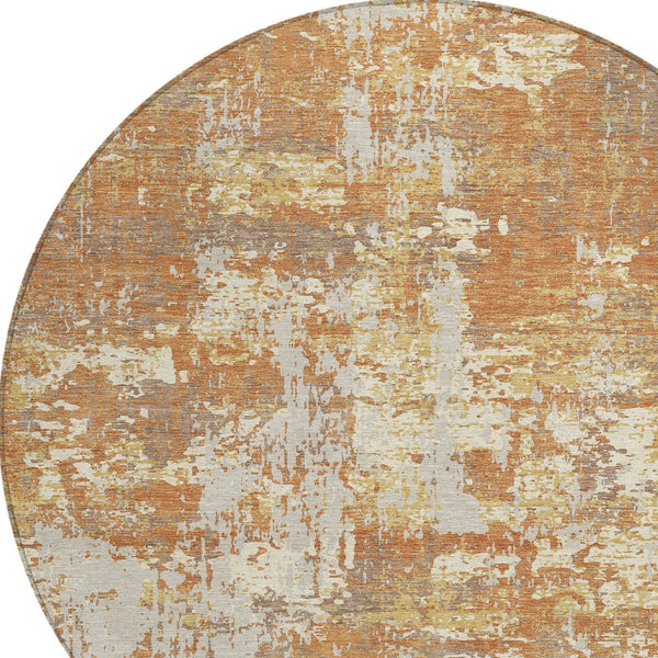 Homeroots 3' Black And Gray Abstract Washable Area Rug - Versatile Indoor Outdoor Design For Any Space 8' Round Polyester 597952