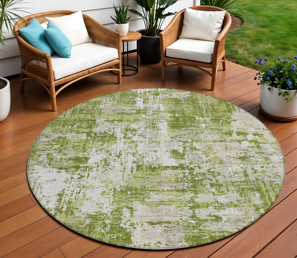 Homeroots 3' Black And Gray Abstract Washable Area Rug - Versatile Indoor Outdoor Design For Any Space 8' Round Polyester 597958
