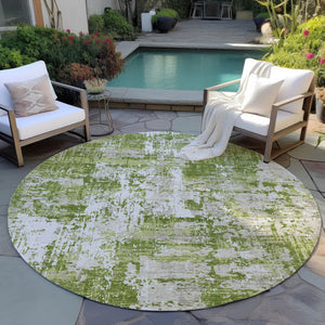 Homeroots 3' Black And Gray Abstract Washable Area Rug - Versatile Indoor Outdoor Design For Any Space 8' Round Polyester 597958
