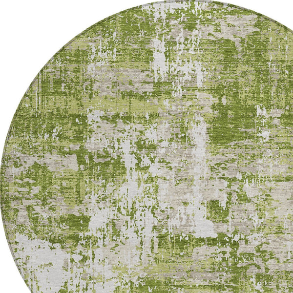 Homeroots 3' Black And Gray Abstract Washable Area Rug - Versatile Indoor Outdoor Design For Any Space 8' Round Polyester 597958