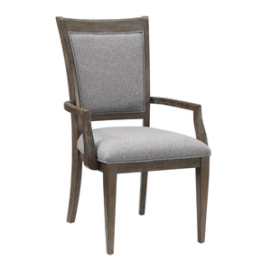 English Elm Transitional Driftwood Finish Armchairs Set of 2 with Upholstered Fabric Seats and Wood Frames, Elegant Dining Chairs Brown,Gray 43.25 L x 27.25 W x 16.5 H B011P321315
