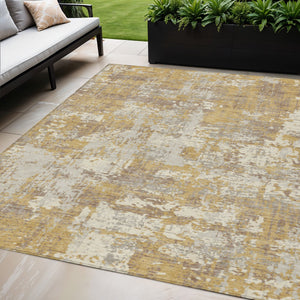 Homeroots 3' Black And Gray Abstract Washable Area Rug - Versatile Indoor Outdoor Design For Any Space 5' X 8' Polyester 597963