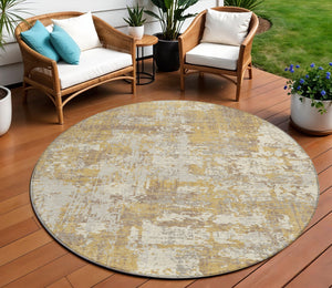 Homeroots 3' Black And Gray Abstract Washable Area Rug - Versatile Indoor Outdoor Design For Any Space 8' Round Polyester 597964