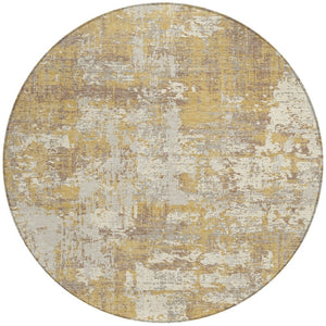 Homeroots 3' Black And Gray Abstract Washable Area Rug - Versatile Indoor Outdoor Design For Any Space 8' Round Polyester 597964