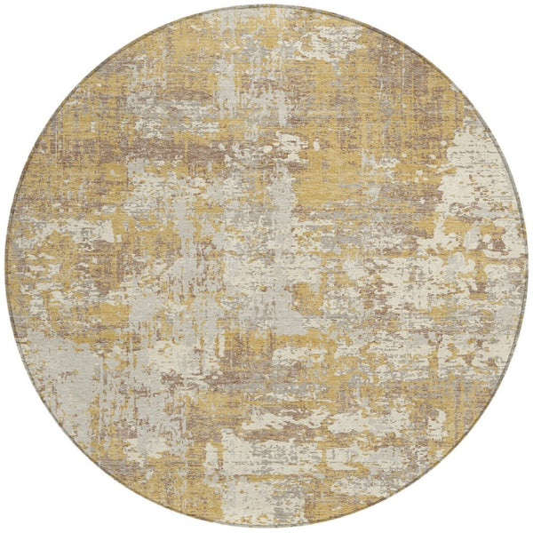 Homeroots 3' Black And Gray Abstract Washable Area Rug - Versatile Indoor Outdoor Design For Any Space 8' Round Polyester 597964