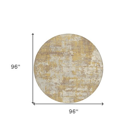 Homeroots 3' Black And Gray Abstract Washable Area Rug - Versatile Indoor Outdoor Design For Any Space 8' Round Polyester 597964