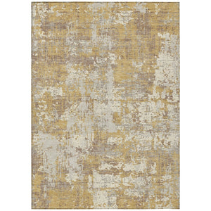HomeRoots 5' Gold Brown and Beige Abstract Area Rug - Stylish, Washable, Indoor/Outdoor Design for Versatile Spaces 10' X 14' 597967