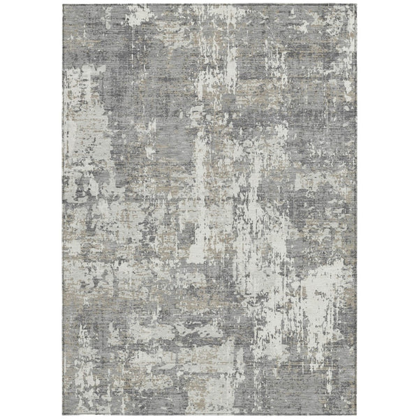 Homeroots 3' Black And Gray Abstract Washable Area Rug - Versatile Indoor Outdoor Design For Any Space 3' X 5' Polyester 597968