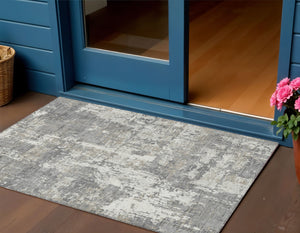 Homeroots 3' Black And Gray Abstract Washable Area Rug - Versatile Indoor Outdoor Design For Any Space 3' X 5' Polyester 597968