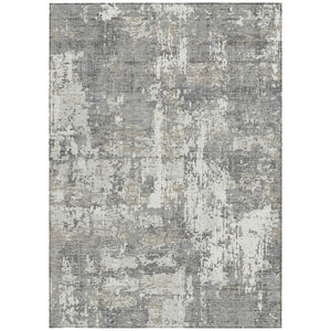 Homeroots 3' Black And Gray Abstract Washable Area Rug - Versatile Indoor Outdoor Design For Any Space 5' X 8' Polyester 597969