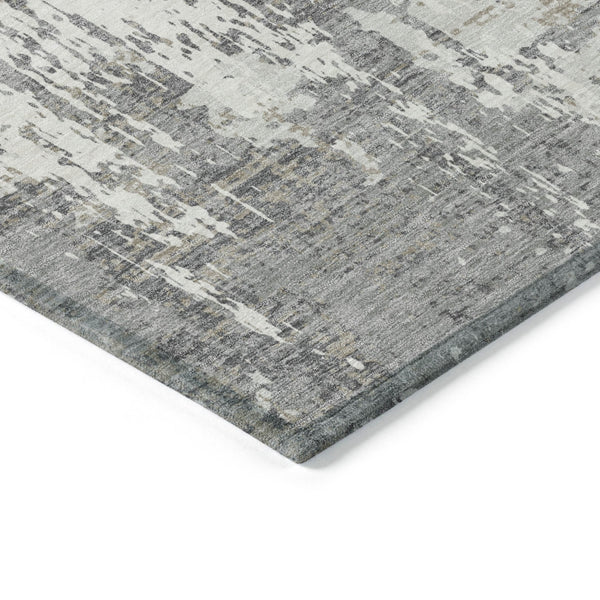 Homeroots 3' Black And Gray Abstract Washable Area Rug - Versatile Indoor Outdoor Design For Any Space 5' X 8' Polyester 597969
