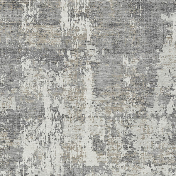 Homeroots 3' Black And Gray Abstract Washable Area Rug - Versatile Indoor Outdoor Design For Any Space 5' X 8' Polyester 597969