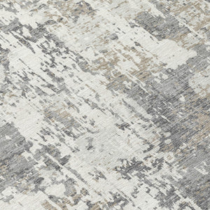 Homeroots 3' Black And Gray Abstract Washable Area Rug - Versatile Indoor Outdoor Design For Any Space 8' Round Polyester 597970