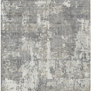 Homeroots 3' Black And Gray Abstract Washable Area Rug - Versatile Indoor Outdoor Design For Any Space 9' X 12' Polyester 597972