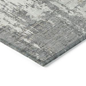 Homeroots 3' Black And Gray Abstract Washable Area Rug - Versatile Indoor Outdoor Design For Any Space 9' X 12' Polyester 597972
