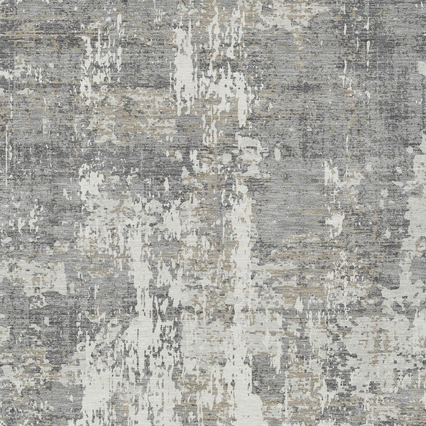 Homeroots 3' Black And Gray Abstract Washable Area Rug - Versatile Indoor Outdoor Design For Any Space 9' X 12' Polyester 597972