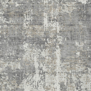 Homeroots 3' Black And Gray Abstract Washable Area Rug - Versatile Indoor Outdoor Design For Any Space 10' X 14' Polyester 597973