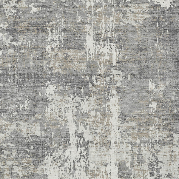 Homeroots 3' Black And Gray Abstract Washable Area Rug - Versatile Indoor Outdoor Design For Any Space 10' X 14' Polyester 597973