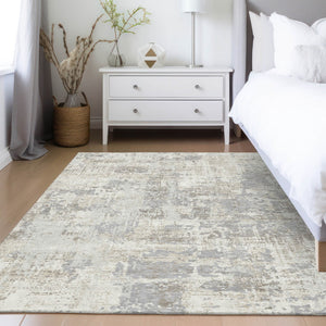 Homeroots 3' Black And Gray Abstract Washable Area Rug - Versatile Indoor Outdoor Design For Any Space 3' X 5' Polyester 597974