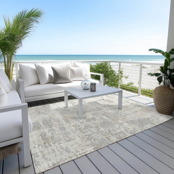 Homeroots 3' Black And Gray Abstract Washable Area Rug - Versatile Indoor Outdoor Design For Any Space 5' X 8' Polyester 597975