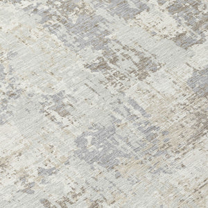 Homeroots 3' Black And Gray Abstract Washable Area Rug - Versatile Indoor Outdoor Design For Any Space 8' Round Polyester 597976