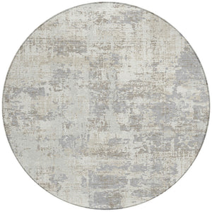 Homeroots 3' Black And Gray Abstract Washable Area Rug - Versatile Indoor Outdoor Design For Any Space 8' Round Polyester 597976