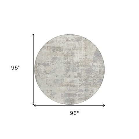 Homeroots 3' Black And Gray Abstract Washable Area Rug - Versatile Indoor Outdoor Design For Any Space 8' Round Polyester 597976