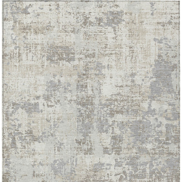 Homeroots 3' Black And Gray Abstract Washable Area Rug - Versatile Indoor Outdoor Design For Any Space 8' X 10' Polyester 597977