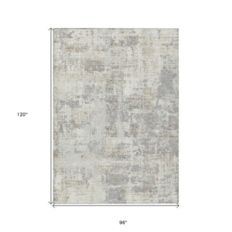 Homeroots 3' Black And Gray Abstract Washable Area Rug - Versatile Indoor Outdoor Design For Any Space 8' X 10' Polyester 597977