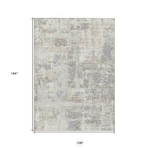 Homeroots 3' Black And Gray Abstract Washable Area Rug - Versatile Indoor Outdoor Design For Any Space 9' X 12' Polyester 597978