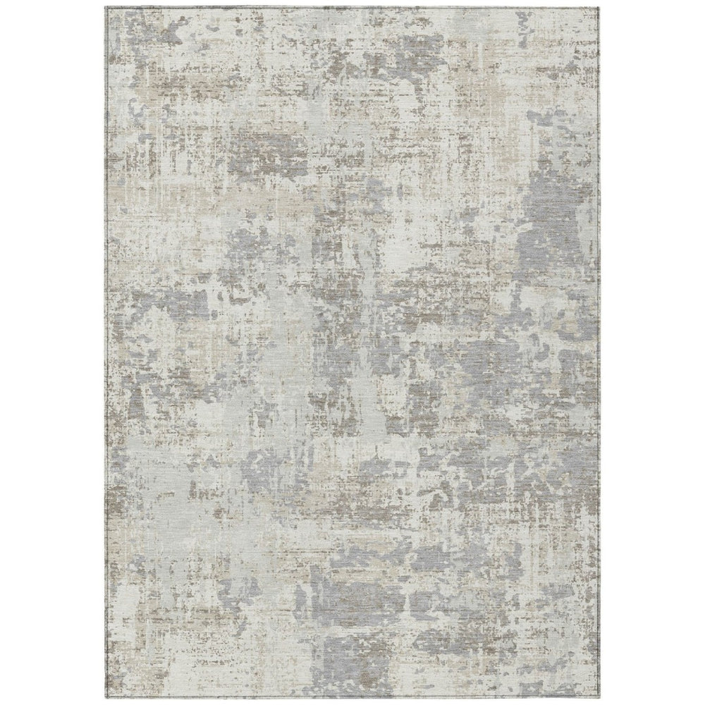 HomeRoots 9' X 12' Ivory and Gray Abstract Washable Area Rug – Durable, Stylish, Perfect for Indoor & Outdoor Use! 597978