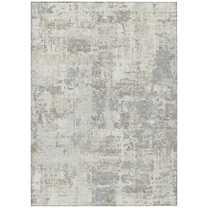 HomeRoots 9' X 12' Ivory and Gray Abstract Washable Area Rug – Durable, Stylish, Perfect for Indoor & Outdoor Use! 597978