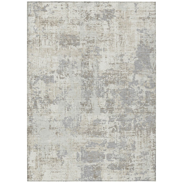 HomeRoots 9' X 12' Ivory and Gray Abstract Washable Area Rug – Durable, Stylish, Perfect for Indoor & Outdoor Use! 597978