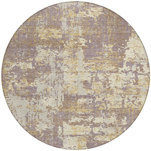 Homeroots 3' Black And Gray Abstract Washable Area Rug - Versatile Indoor Outdoor Design For Any Space 8' Round Polyester 597982