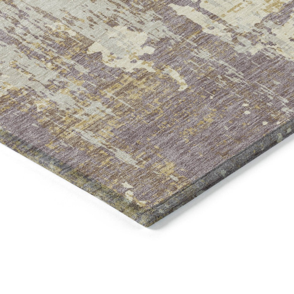 HomeRoots 5' Contemporary Lavender Gold Beige Abstract Washable Area Rug for Indoor and Outdoor Elegance 10' X 14' 597985