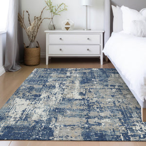 Homeroots 3' Black And Gray Abstract Washable Area Rug - Versatile Indoor Outdoor Design For Any Space 3' X 5' Polyester 597986