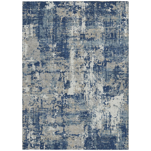 Homeroots 3' Black And Gray Abstract Washable Area Rug - Versatile Indoor Outdoor Design For Any Space 5' X 8' Polyester 597987