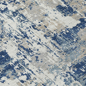 Homeroots 3' Black And Gray Abstract Washable Area Rug - Versatile Indoor Outdoor Design For Any Space 8' Round Polyester 597988