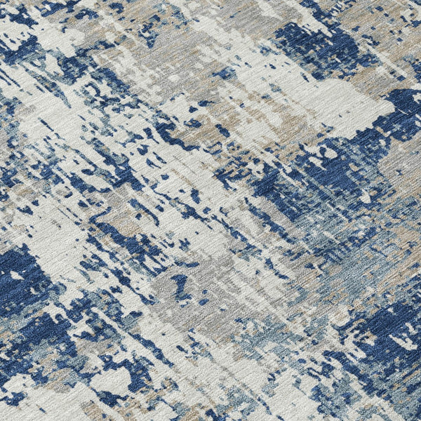 Homeroots 3' Black And Gray Abstract Washable Area Rug - Versatile Indoor Outdoor Design For Any Space 8' Round Polyester 597988