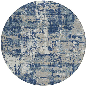 Homeroots 3' Black And Gray Abstract Washable Area Rug - Versatile Indoor Outdoor Design For Any Space 8' Round Polyester 597988