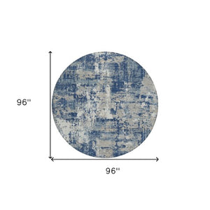 Homeroots 3' Black And Gray Abstract Washable Area Rug - Versatile Indoor Outdoor Design For Any Space 8' Round Polyester 597988