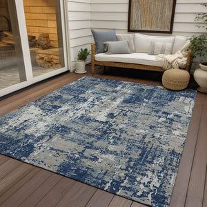 Homeroots 3' Black And Gray Abstract Washable Area Rug - Versatile Indoor Outdoor Design For Any Space 9' X 12' Polyester 597990