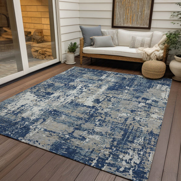 Homeroots 3' Black And Gray Abstract Washable Area Rug - Versatile Indoor Outdoor Design For Any Space 10' X 14' Polyester 597991
