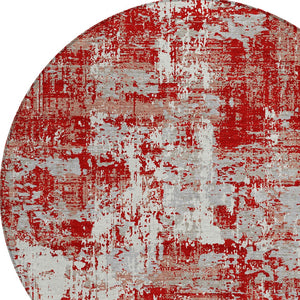 Homeroots 3' Black And Gray Abstract Washable Area Rug - Versatile Indoor Outdoor Design For Any Space 8' Round Polyester 597994