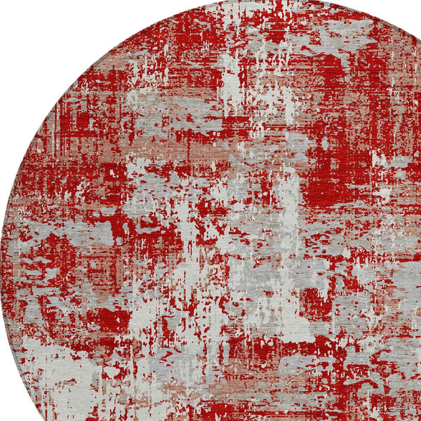 Homeroots 3' Black And Gray Abstract Washable Area Rug - Versatile Indoor Outdoor Design For Any Space 8' Round Polyester 597994