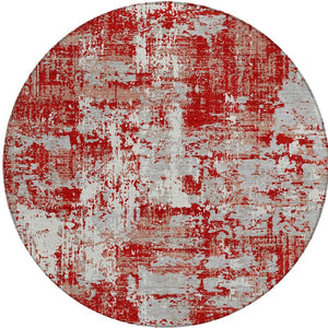 Homeroots 3' Black And Gray Abstract Washable Area Rug - Versatile Indoor Outdoor Design For Any Space 8' Round Polyester 597994