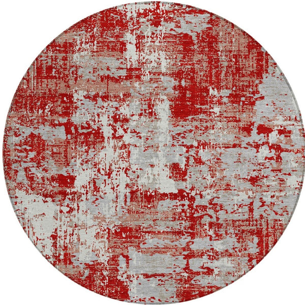 Homeroots 3' Black And Gray Abstract Washable Area Rug - Versatile Indoor Outdoor Design For Any Space 8' Round Polyester 597994