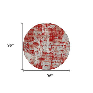 Homeroots 3' Black And Gray Abstract Washable Area Rug - Versatile Indoor Outdoor Design For Any Space 8' Round Polyester 597994