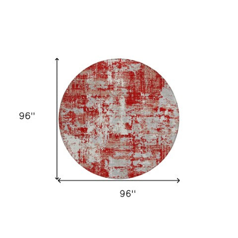 Homeroots 3' Black And Gray Abstract Washable Area Rug - Versatile Indoor Outdoor Design For Any Space 8' Round Polyester 597994