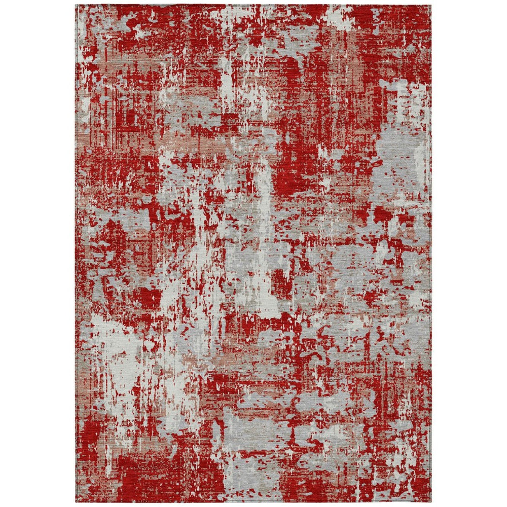 HomeRoots 9' X 12' Abstract Washable Area Rug in Red, Gray & Ivory – Stylish, Durable & Versatile for Indoors/Outdoors 597996